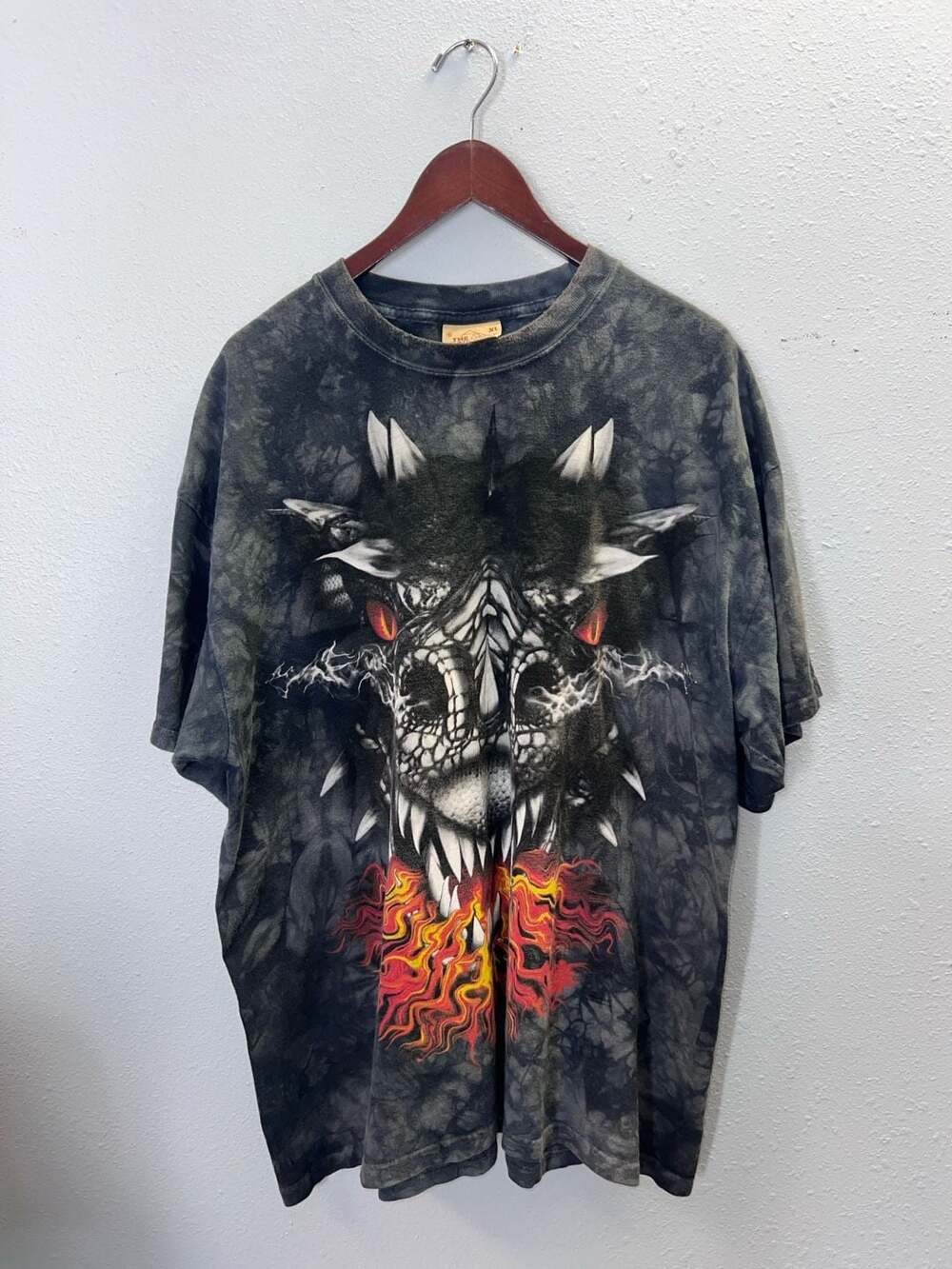 Vintage The Mountain Dragon T Shirt Mens XL Fire Breathing Tie Dye Black